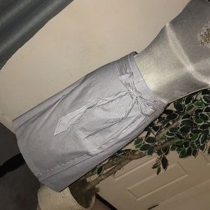 Blue and white pinstripe pencil skirt